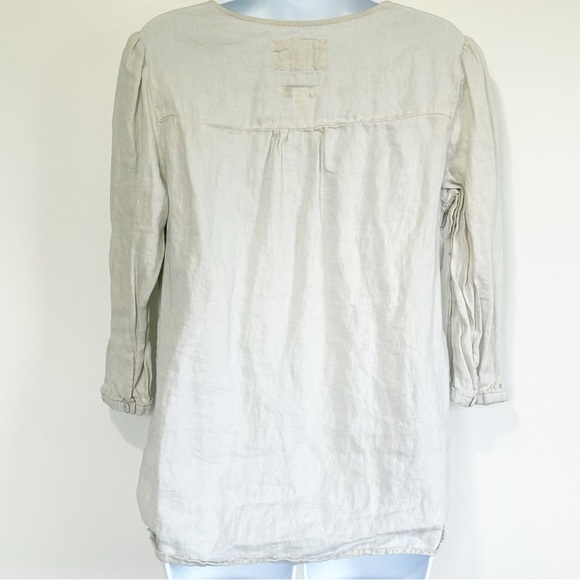 4/25$ MALVIN I Love Linen Half Sleeve Blouse With Lace Cream Medium - Picture 2 of 8